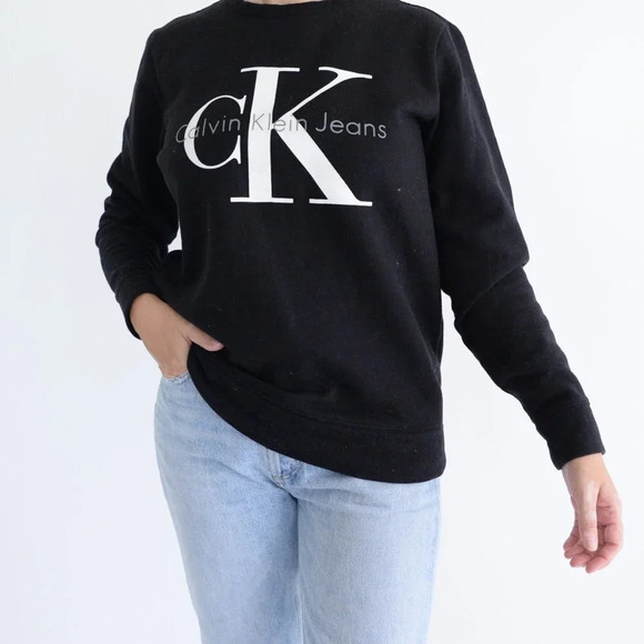 Calvin Klein Jeans Black 60% Cotton Crewneck Sweater Size XS - Picture 2 of 14